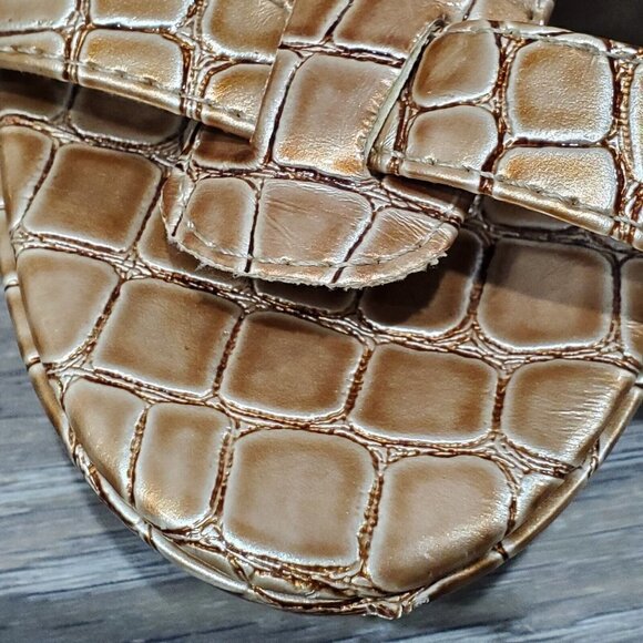 Lane Bryant Women's Brown Faux Reptile Double Strap Heels Shoes Open Toe SZ 9W - Picture 13 of 15